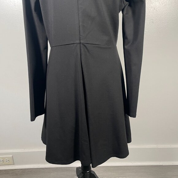Lulus Black Scoop Neck Long Sleeve Cinched Waist Flowy Fit & Flare Mini Dress XL - Picture 10 of 15